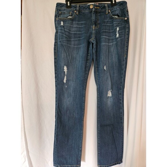 Womens CAbi Jeans Sz 8 Slim Leg Boyfriend Distressed Denim 3045 - Picture 1 of 13